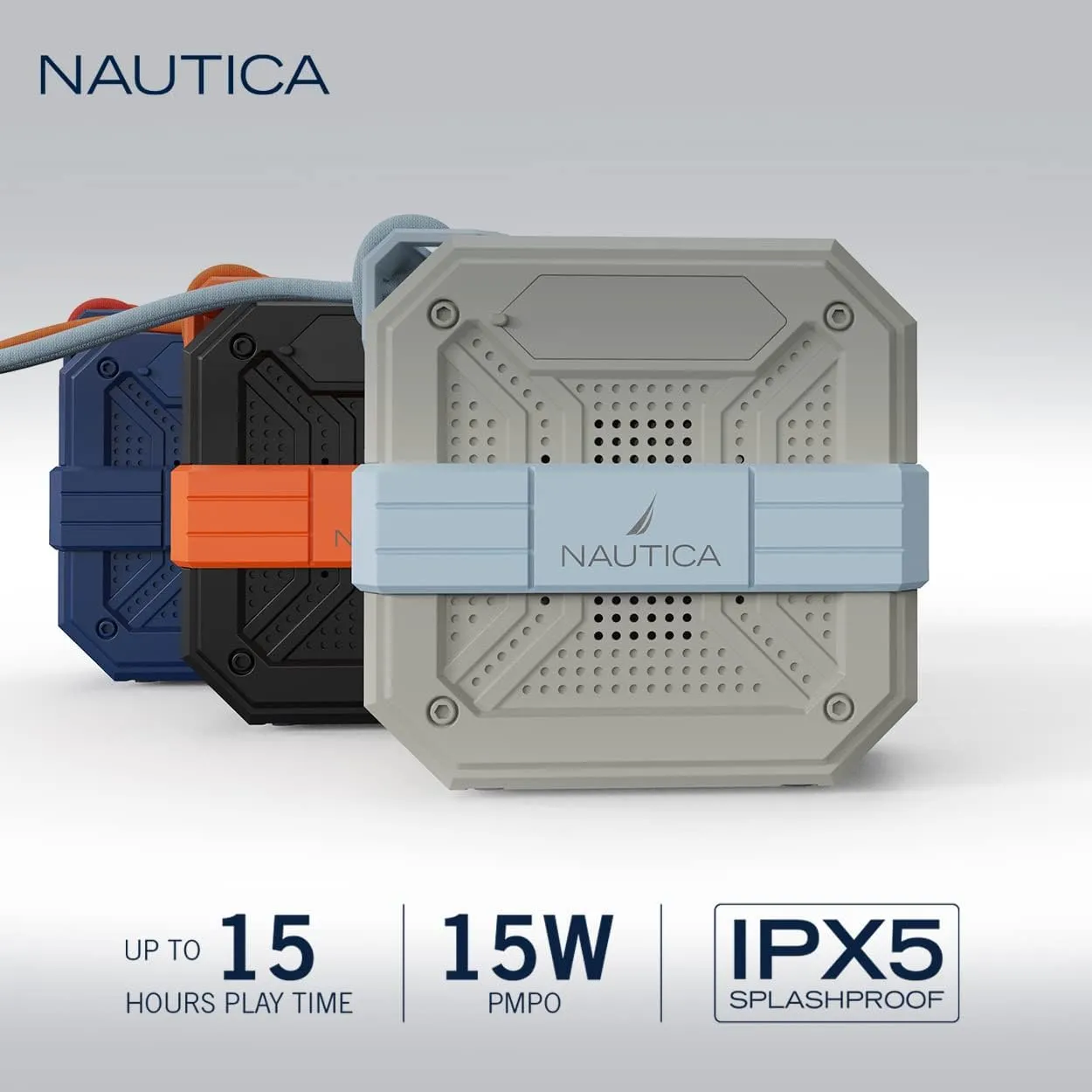 NAUTICA Bluetooth Portable Speaker, Waterproof Wireless Speaker, Outdoor, Bluetooth Patio Speakers, Loud Sound, Clear Audio, USB Drive, 15-Hour Playtime (Black/Green)