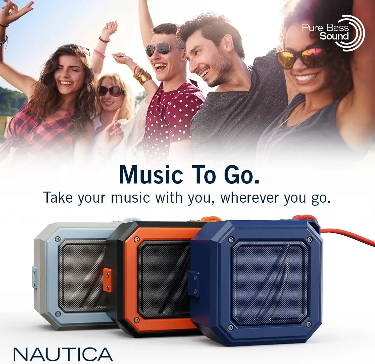 NAUTICA Bluetooth Portable Speaker, Waterproof Wireless Speaker, Outdoor, Bluetooth Patio Speakers, Loud Sound, Clear Audio, USB Drive, 15-Hour Playtime (Black/Green)