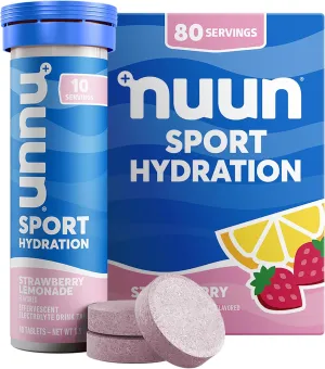 Nuun Sport Electrolyte Tablets for Proactive Hydration, Strawberry Lemonade, 8 Pack (80 Servings)