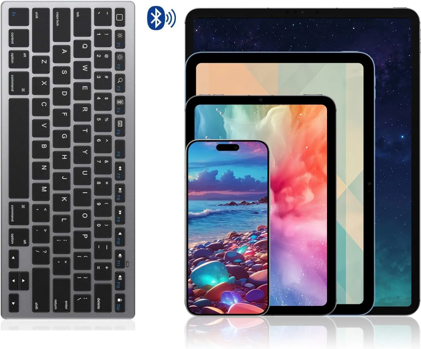 OMOTON Bluetooth Keyboard Compatible with iPad 10th Generation, iPad 10.2 (9th/8th/7th), iPad Pro 13/12.9/11 inch, iPad Air 13/11 inch, iPad Air/Mini and More Bluetooth Enabled Devices, Grey