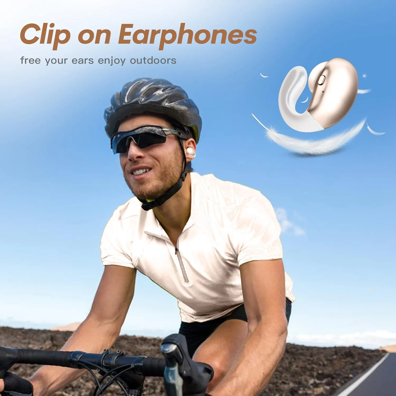 Open Ear Bone Conduction Earbuds Open Ear Headphones Wireless Bluetooth Bone Conducting Earphones Gym Sport Running Workout Ear Buds Comfortable Lightweight for Small Ear Canals Nude