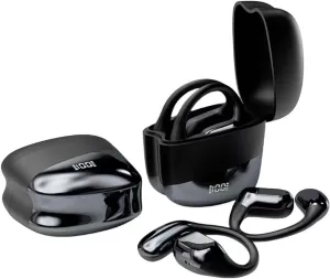 Open Ear Clip Headphones, Air Conduction Wireless Earbuds Bluetooth 5.3 Sports Earphones Built-in Mic, Noise Reduction, 48H Playtime Charging Case LED Display, Fitness Running Ear Buds, Black