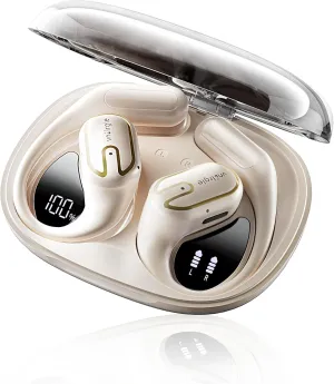 Open Ear Headphones Earbuds wireless - 5.4 Bluetooth Ear Buds with LED Digital Display IPX7 Waterproof, Wireless Headphones Touch Control Air Conduction Stereo Sound with 18.2mm Drivers 80H Playtime