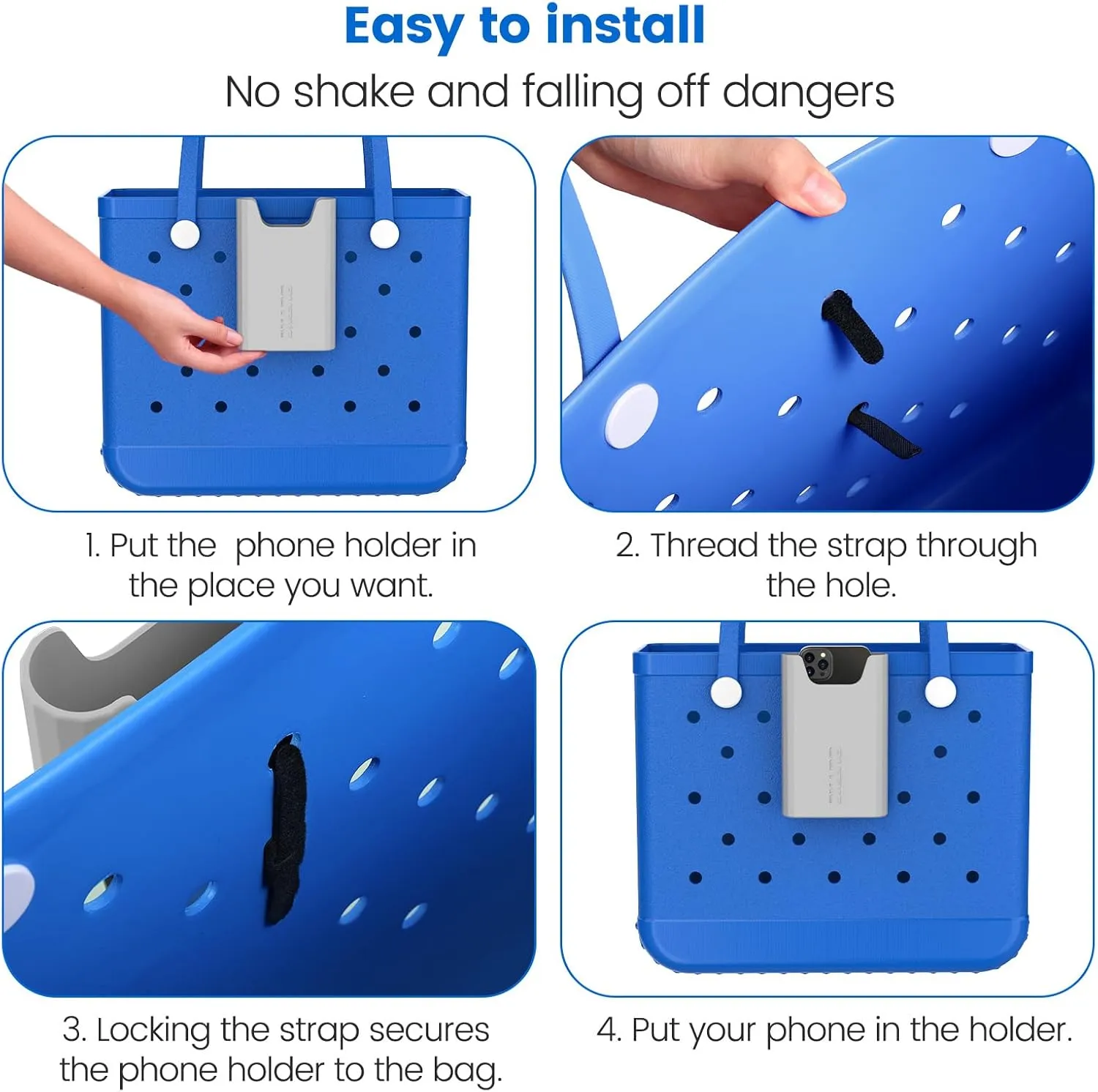 OUTXE Silicone Phone Holder for Bogg Bag, Phone Case Holder Charms Accessory Compatible with All Bogg Bags, Cell Phones Holder for Bogg Bag, Phone Holder Attachment for Beach Tote Bags
