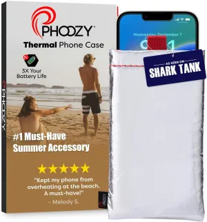 PHOOZY Thermal Phone Case - Apollo Series : Cell Phone Pouch Prevents Overheating from Sun Exposure, Extends Battery Life, Provides Drop Protection and Floats in Water (Large-Silver)
