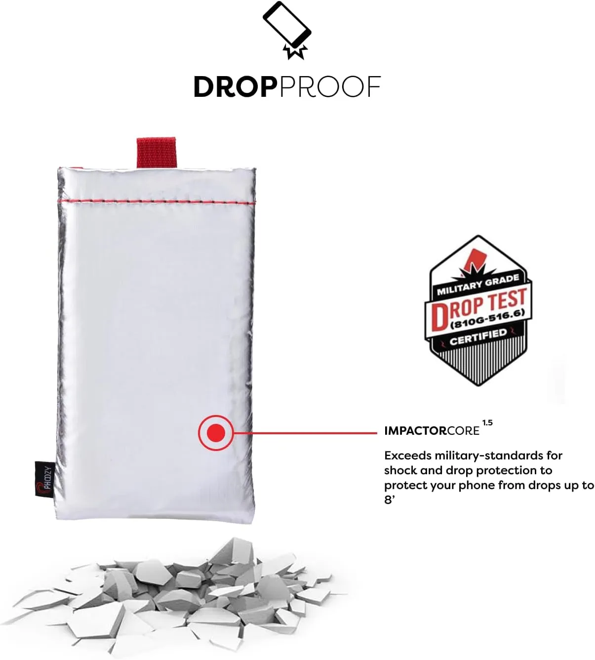 PHOOZY Thermal Phone Case - Apollo Series : Cell Phone Pouch Prevents Overheating from Sun Exposure, Extends Battery Life, Provides Drop Protection and Floats in Water (Large-Silver)
