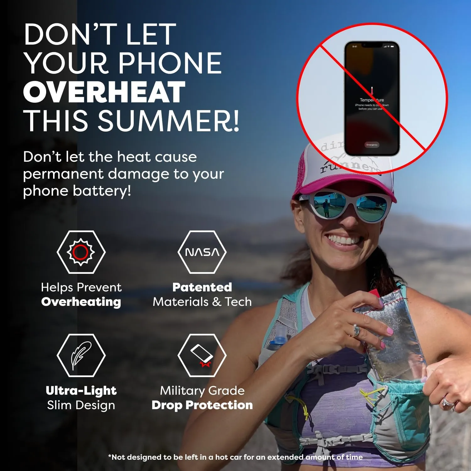 PHOOZY Thermal Phone Case - Apollo Series : Cell Phone Pouch Prevents Overheating from Sun Exposure, Extends Battery Life, Provides Drop Protection and Floats in Water (Large-Silver)