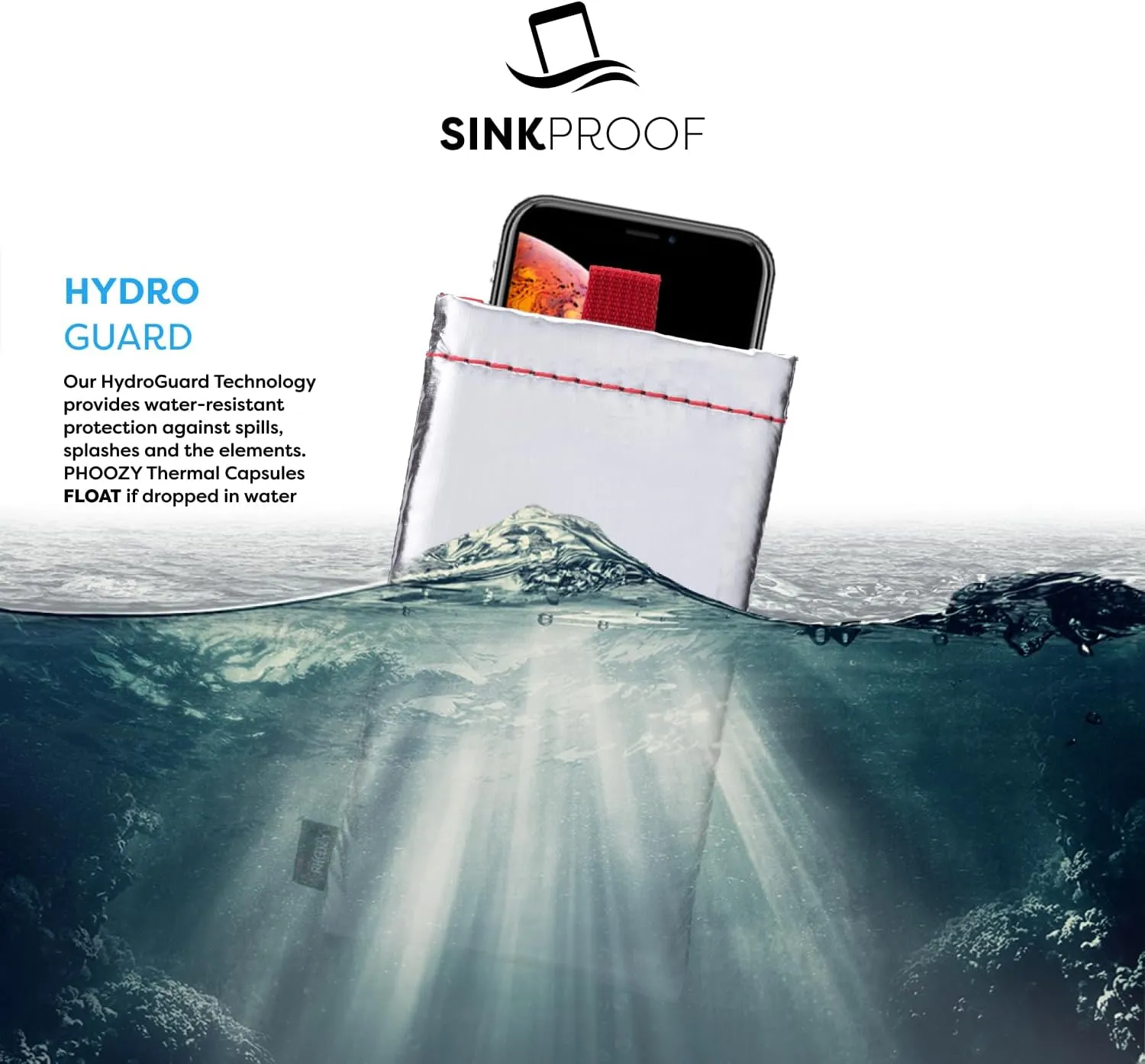 PHOOZY Thermal Phone Case - Apollo Series : Cell Phone Pouch Prevents Overheating from Sun Exposure, Extends Battery Life, Provides Drop Protection and Floats in Water (Large-Silver)