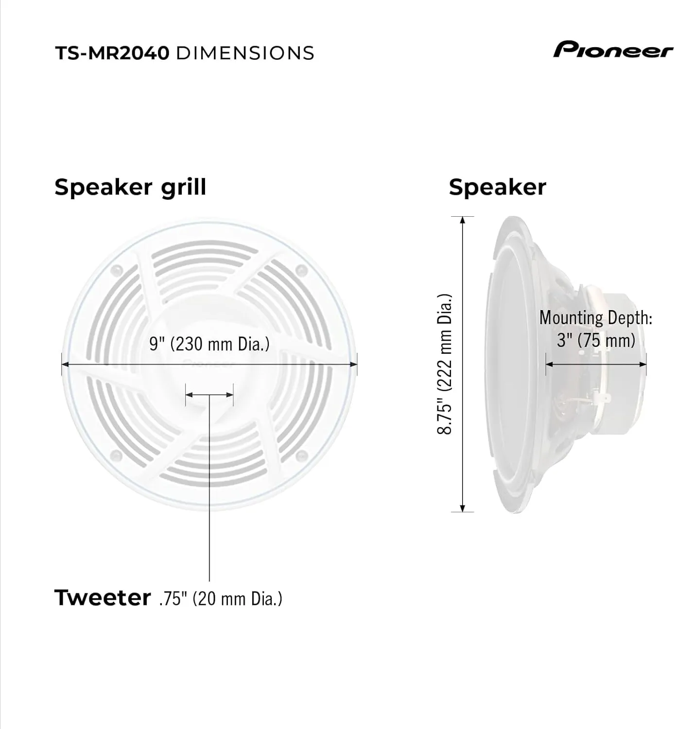 Pioneer TS-MR2040 8 Inch Marine Speaker