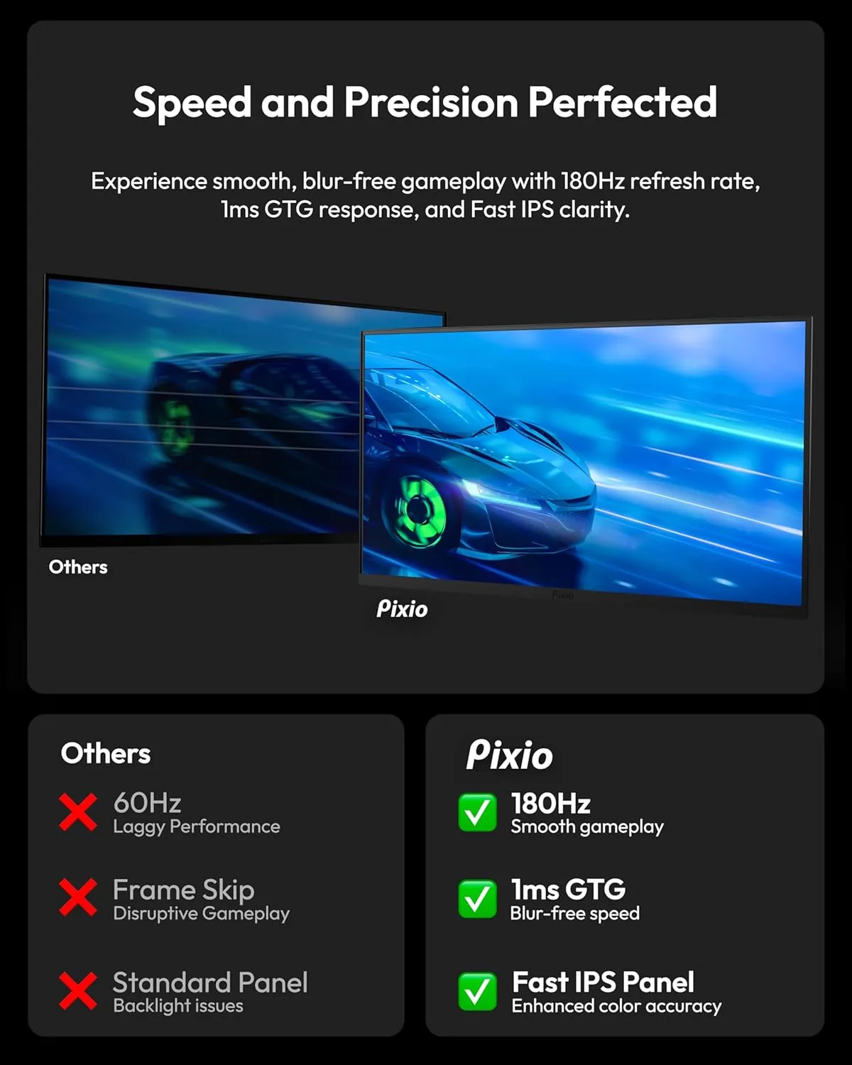 Pixio PX277 Prime Neo 27 inch 180Hz Refresh Rate QHD 1440p Resolution Fast IPS Panel 1ms GTG Response Time Gaming Monitor with Adaptive Sync