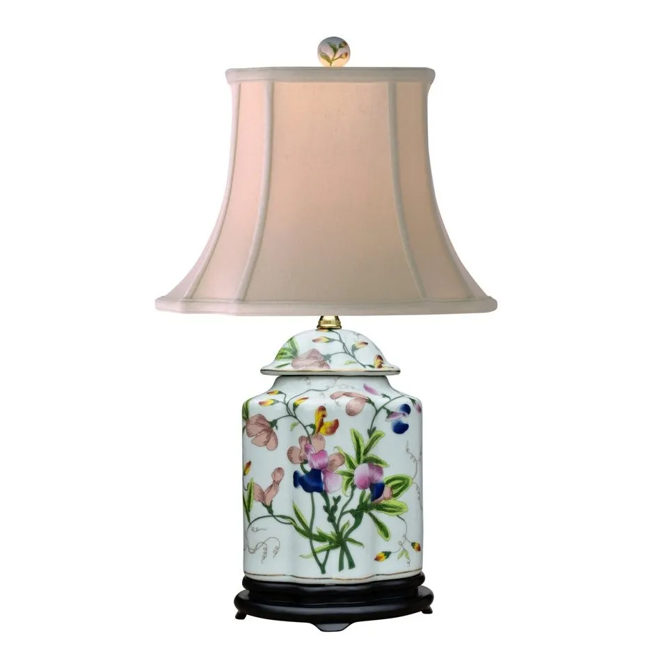 Porcelain Floral Scalloped Tea Jar Lamp