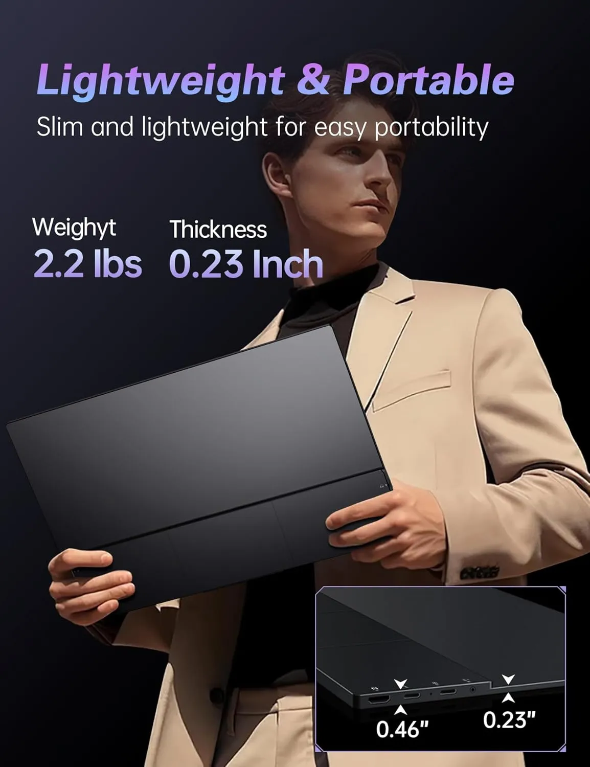 Portable 17.3" FHD 144Hz HDR Gaming Monitor, Travel Monitor with Kickstand & Speakers, USB-C HDMI External for Laptop Mac Xbox Switch PS5/4