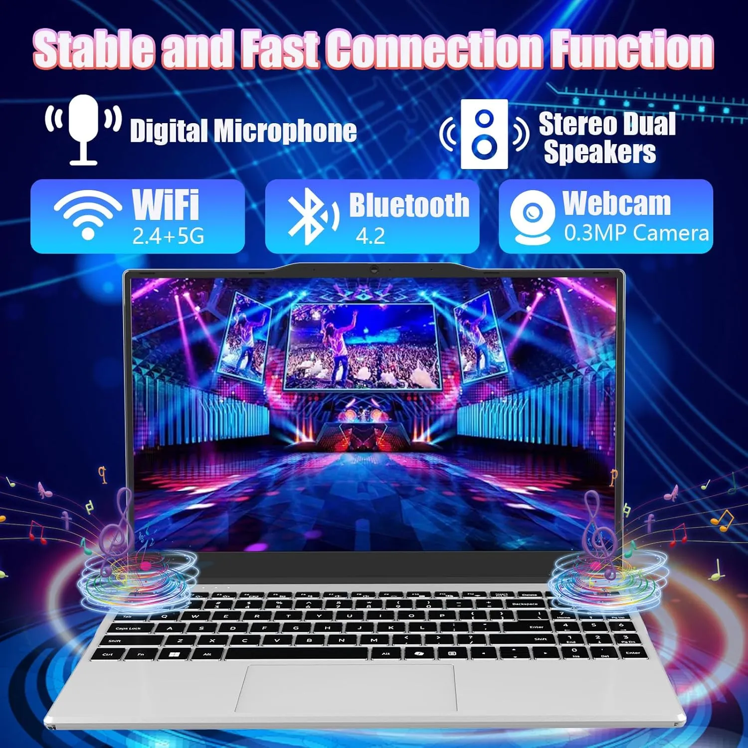 Portable Laptop,Student and Business,14" FHD IPS Display,Quad-Core N5095 Processor,8GB DDR4 RAM,512GB SATA SSD,Numeric Keypad,2.4/5G WiFi,38WH Battery,Webcam,Mini HDMI,USB(Silver)