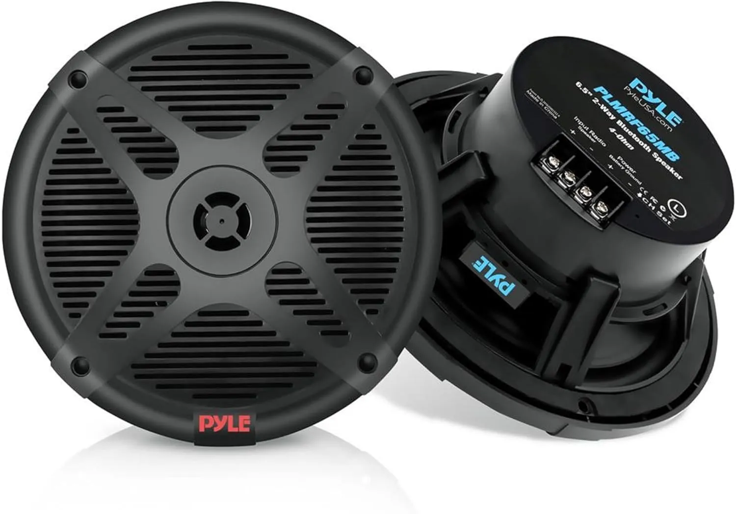 Pyle Dual 6.5 Water-Resistant Marine Speakers - 2-way IP-X4 Weather Resistant Outdoor Audio Dual Stereo Sound System with 600 Watt Power and Low Profile Design - 1 Pair - Pyle PLMR652B (Black)