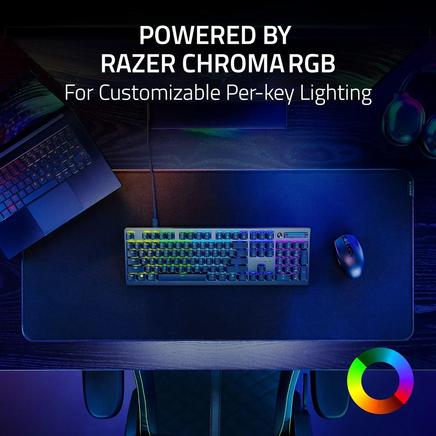 Razer DeathStalker V2 Gaming Keyboard: Low Profile Optical Switches Clicky Purple - Durable Coated Keycaps - Aluminum Top Plate - Multi Function Roller & Media Button - Chroma RGB Snap Tap