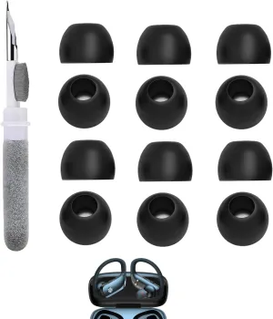 Replacement Earbud Tips Compatible with bmani T16 Wireless Earbuds Headphones Earphones Accessories, Silicone Ear Tips, Fits in Case, M Size 6 Pairs, with 3-in-1 Cleaner Kit, Black