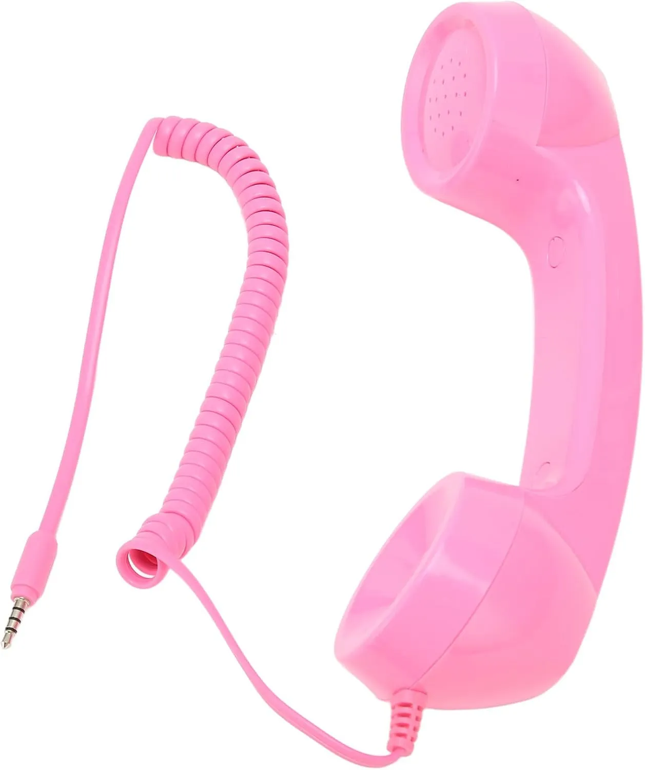 Retro Telephone Handset, Cell Phone Handset with Raniation Proof, 3.5mm Sound Plug, Handheld Cell Phone Receiver for Mobile Phone, Computer (Light Red)