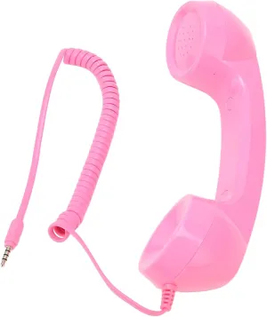 Retro Telephone Handset, Cell Phone Handset with Raniation Proof, 3.5mm Sound Plug, Handheld Cell Phone Receiver for Mobile Phone, Computer (Light Red)