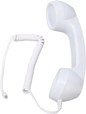 Retro Telephone Handset, Cell Phone Handset with Raniation Proof, 3.5mm Sound Plug, Handheld Cell Phone Receiver for Mobile Phone, Computer (White)