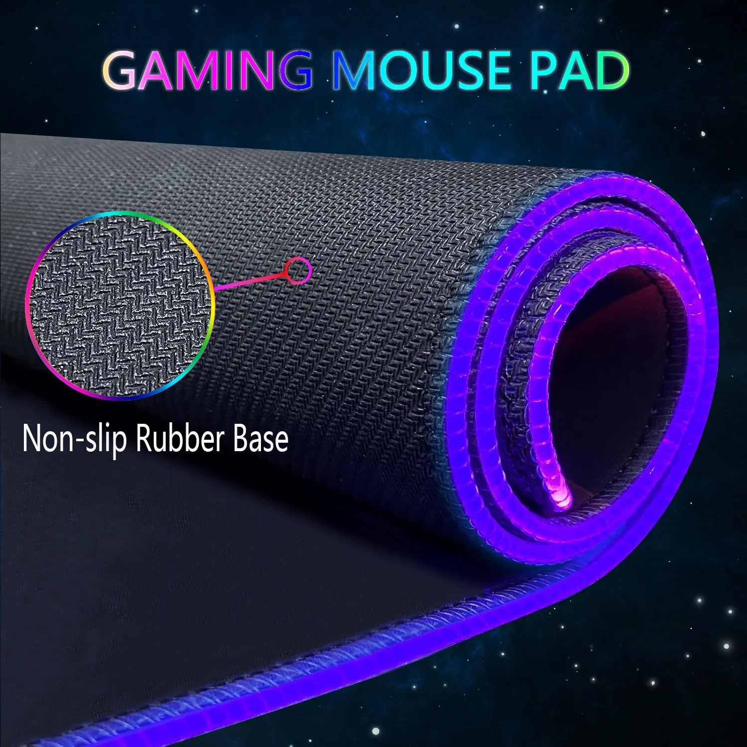 RGB Gaming Mouse Pad, Large Mousepad with Led Light, Keyboard Pad Gaming Accessories for Desk, Non-Slip Rubber Base Big Mouse Mat for Gamer, 31.5 X 11.8 Inch, Dazzling Galaxy