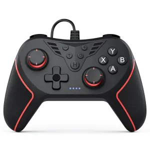 RivalPlay PC Controller with 2-Button Mapping, Wired Controller Compatible for Win(7/8/10/11) Joystick with Adjustable Vibration and 3 Turbo Speeds Plug-and-Play Black