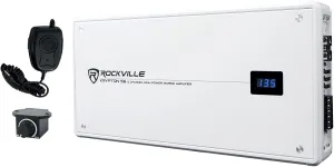 Rockville Krypton S6 2600W 6-Channel Marine Amplifier 4 Ohm, Bluetooth, PA Mic Included, IP66 Water-Resistant, Compact, Perfect for Boats and Marine Audio
