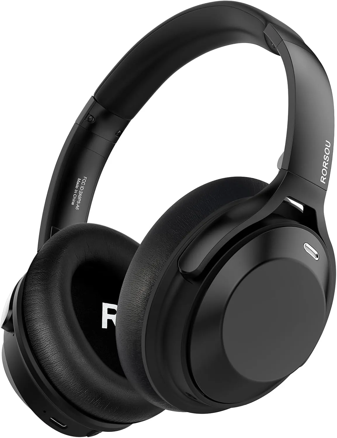 RORSOU A6 Hybrid Active Noise Cancelling Headphones with Transparent Modes, Wireless Over Ear Bluetooth Headphones with Mic, HiFi Stereo Headset with Low Latency, Memory Foam Ear Cups, Black