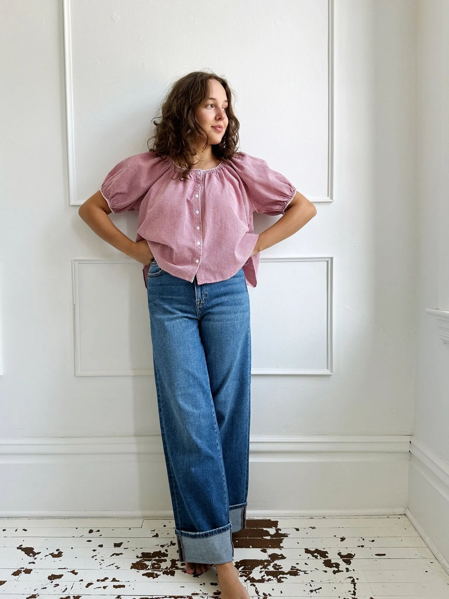 Scalloped Edge Gingham Top