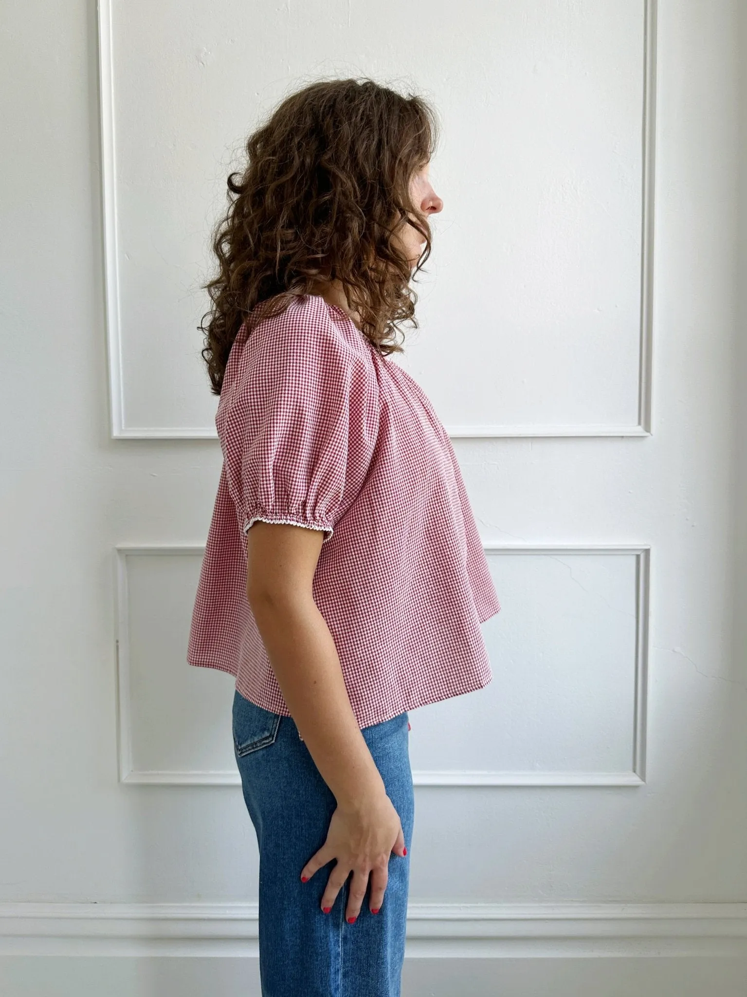 Scalloped Edge Gingham Top