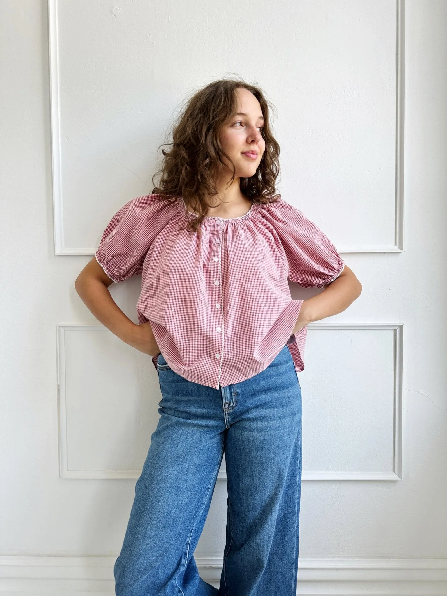 Scalloped Edge Gingham Top