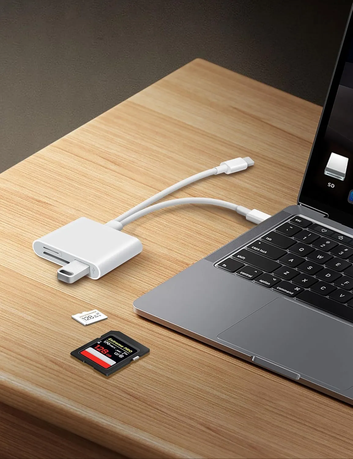 SD Card Reader for iPhone iPad Lightening USB-C Dual Connector Memory Card Adapter with Dual Slots & USB Port Trail Camera Viewer for Mac MacBook Pro/Air/Mini Android Laptop