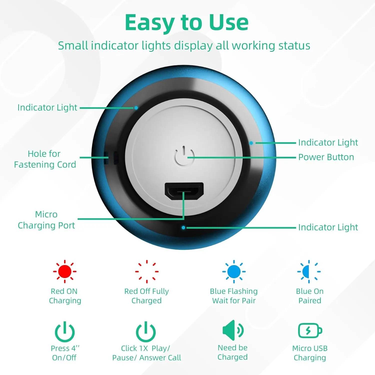 SEVENKA 2 Bluetooth Mini Speakers, 3W Small Portable Wireless Speaker with Lanyard, Water Resistant, Wireless Stereo Pairing, Rechargeable Metal Mini Speakers for Phone, Tablet, Built-in Microphone