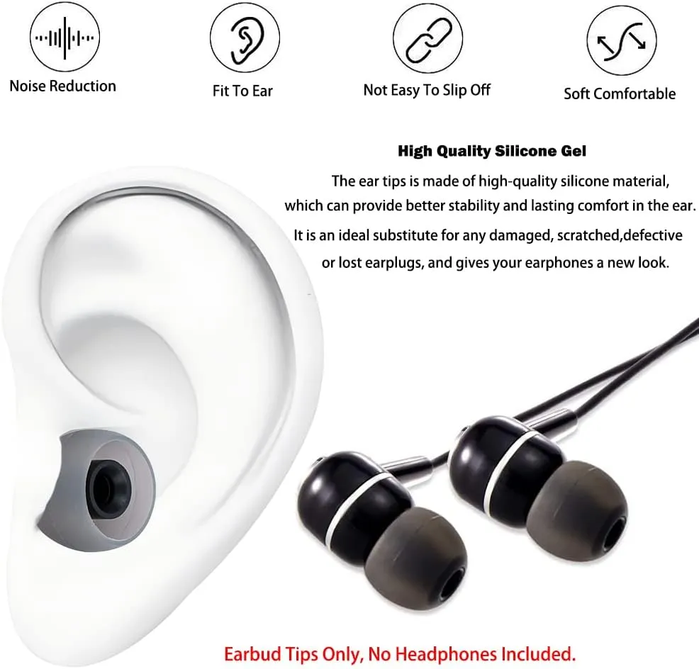 Silicone Earbud Replacement Tips - 9 Pairs S/M/L, Fit For In-Ear Headphones (Inner Hole 3.8mm-5.1mm)