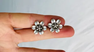 Silver Flower Post Earrings