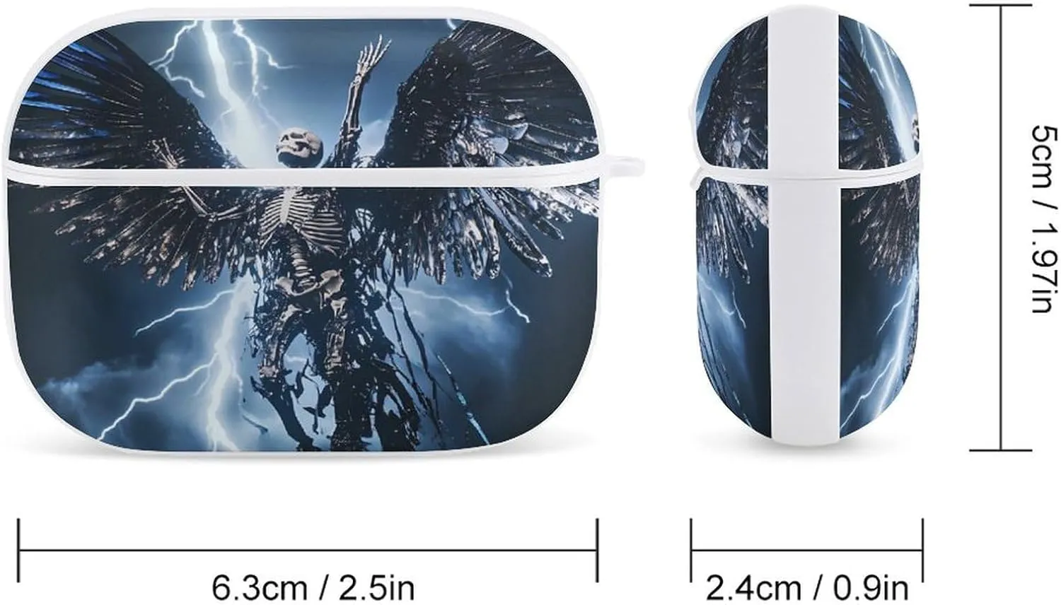 Skull Angel Skeleton Earbud Case Bluetooth Headphone Case Full Protective Case with Keychain Compatible with Airpods Pro White-Style