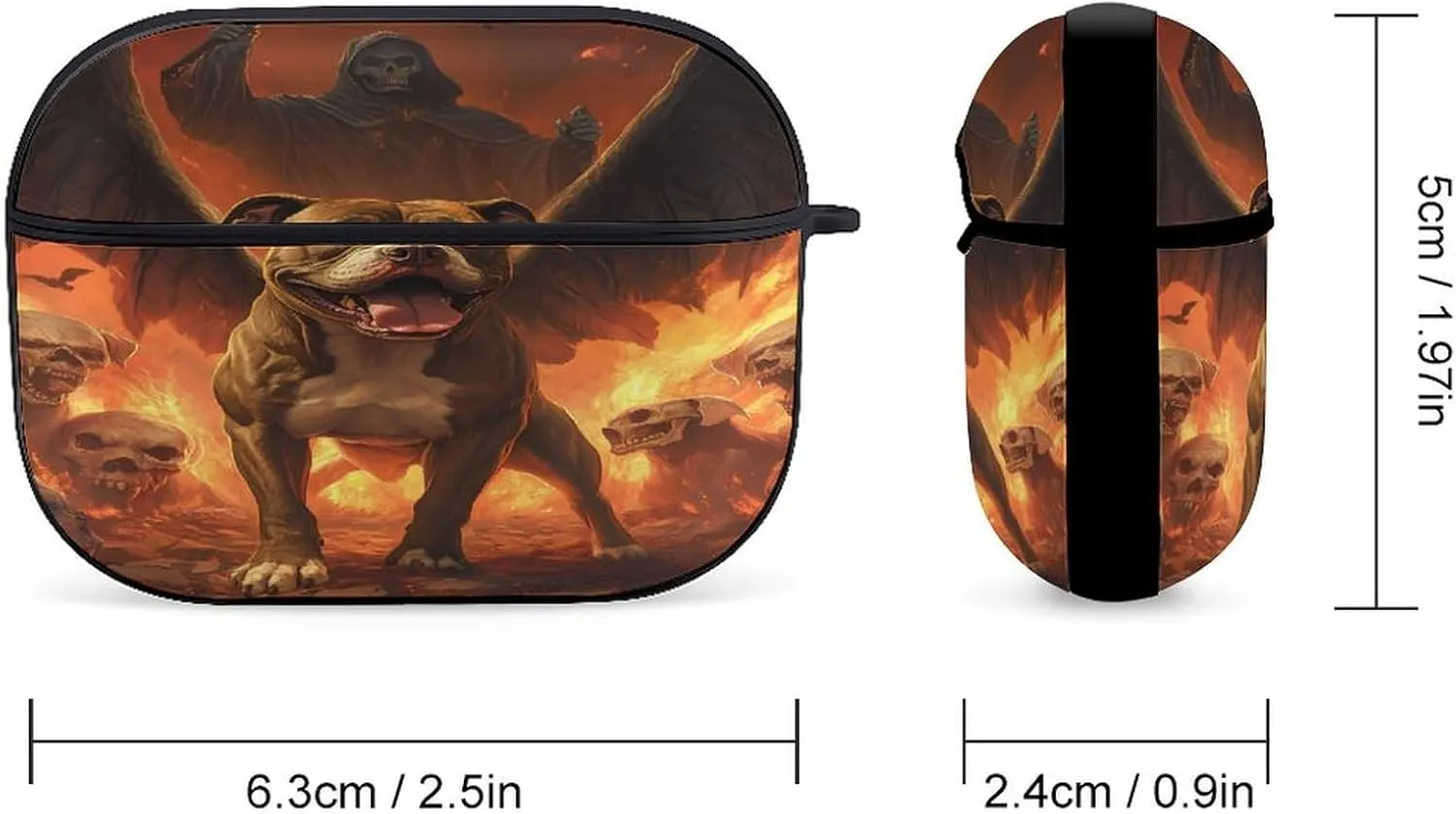 Skull Grim Reaper Pitbull Earbud Case Bluetooth Headphone Case Full Protective Case with Keychain Compatible with Airpods Pro Black-Style