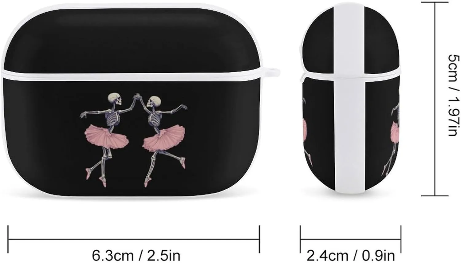 Skull Skeleton Ballet Dancing Earbud Case Bluetooth Headphone Case Full Protective Case with Keychain Compatible with Airpods Pro White-Style