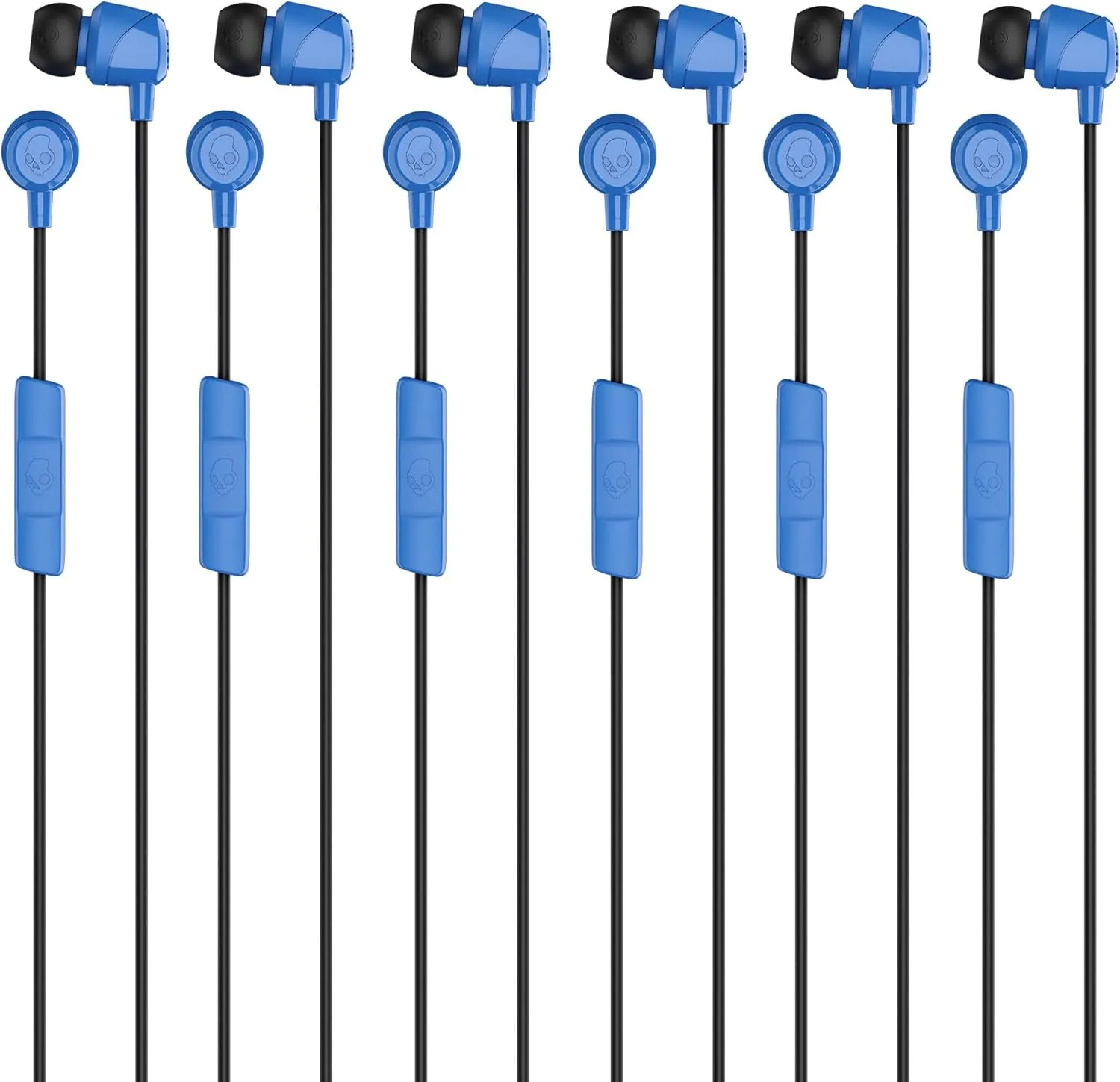 Skullcandy Jib Wired Earbuds with 3.5mm Plug, Noise Isolating Fit, Built-In Microphone Call and Track Control, Convenient for Travel (6 Pack) - Cobalt Blue