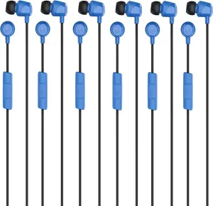 Skullcandy Jib Wired Earbuds with 3.5mm Plug, Noise Isolating Fit, Built-In Microphone Call and Track Control, Convenient for Travel (6 Pack) - Cobalt Blue