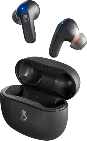 Skullcandy Rail Wireless Earbuds, Bluetooth Headphones, Noise Isolating Fit, Up to 42 Hours Battery, IP55 Sweat and Water Resistant, Microphone for iPhone Android - True Black