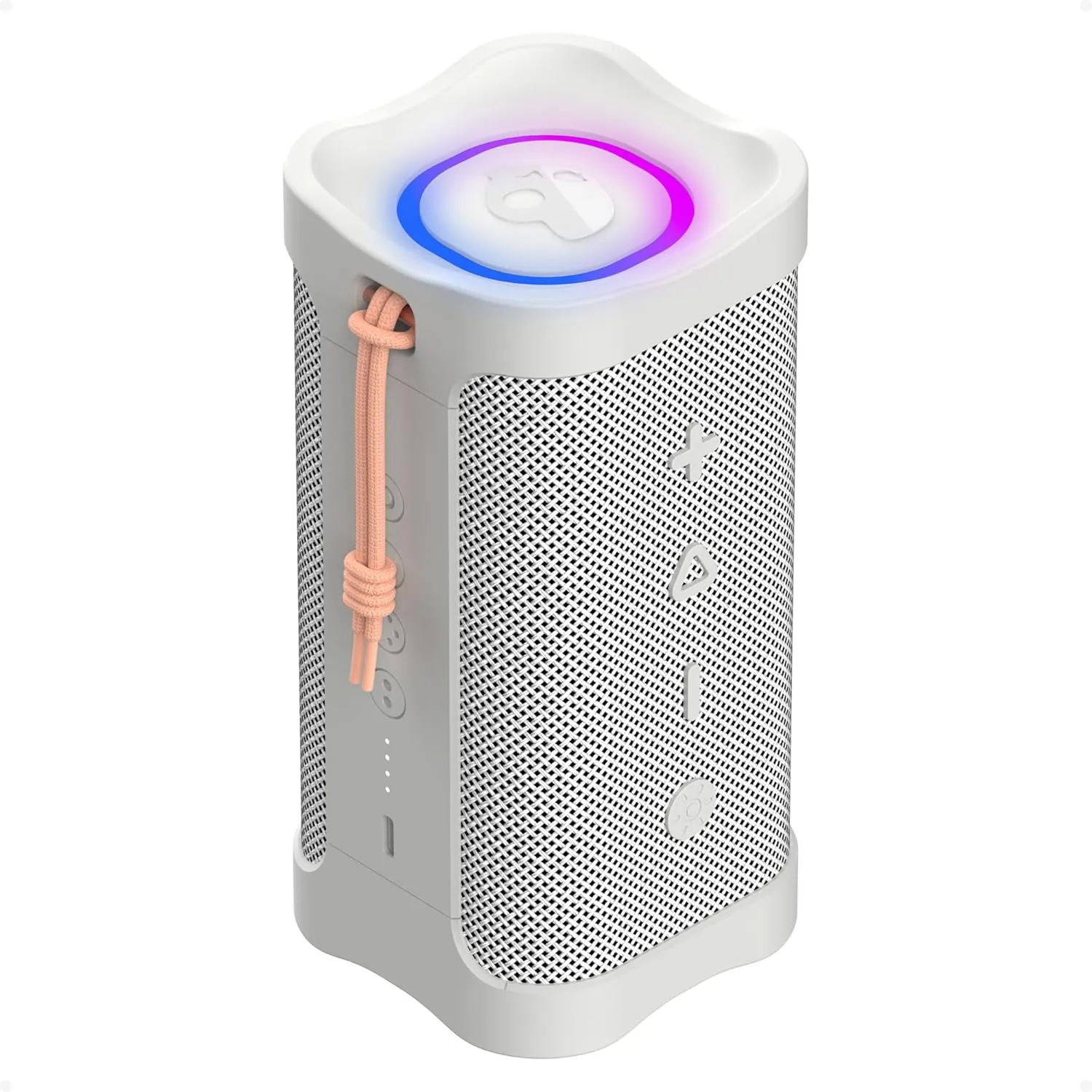 Skullcandy Terrain 2 Wireless Bluetooth Speaker, IPX7 Water Resistant, 14H Battery, Multi-Link, LED Light Show, Lightweight & Portable (Bone)