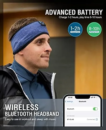 Sleep Headband with Cozy Earbuds - Comfortable Sleeping Headphones for Side Sleepers, 10Hrs Bluetooth, Gift Idea for Women & Men