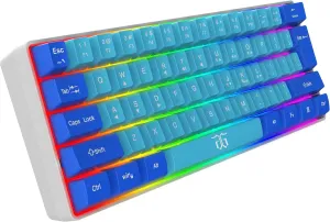 Snpurdiri 60% Wired Gaming Keyboard, RGB Ultra-Compact Mini Keyboard, Waterproof Mechanical Feeling Small Keyboard for PC/Mac Gamer, Typist, Travel, Easy to Carry on Business Trip (Blue-Wathet)