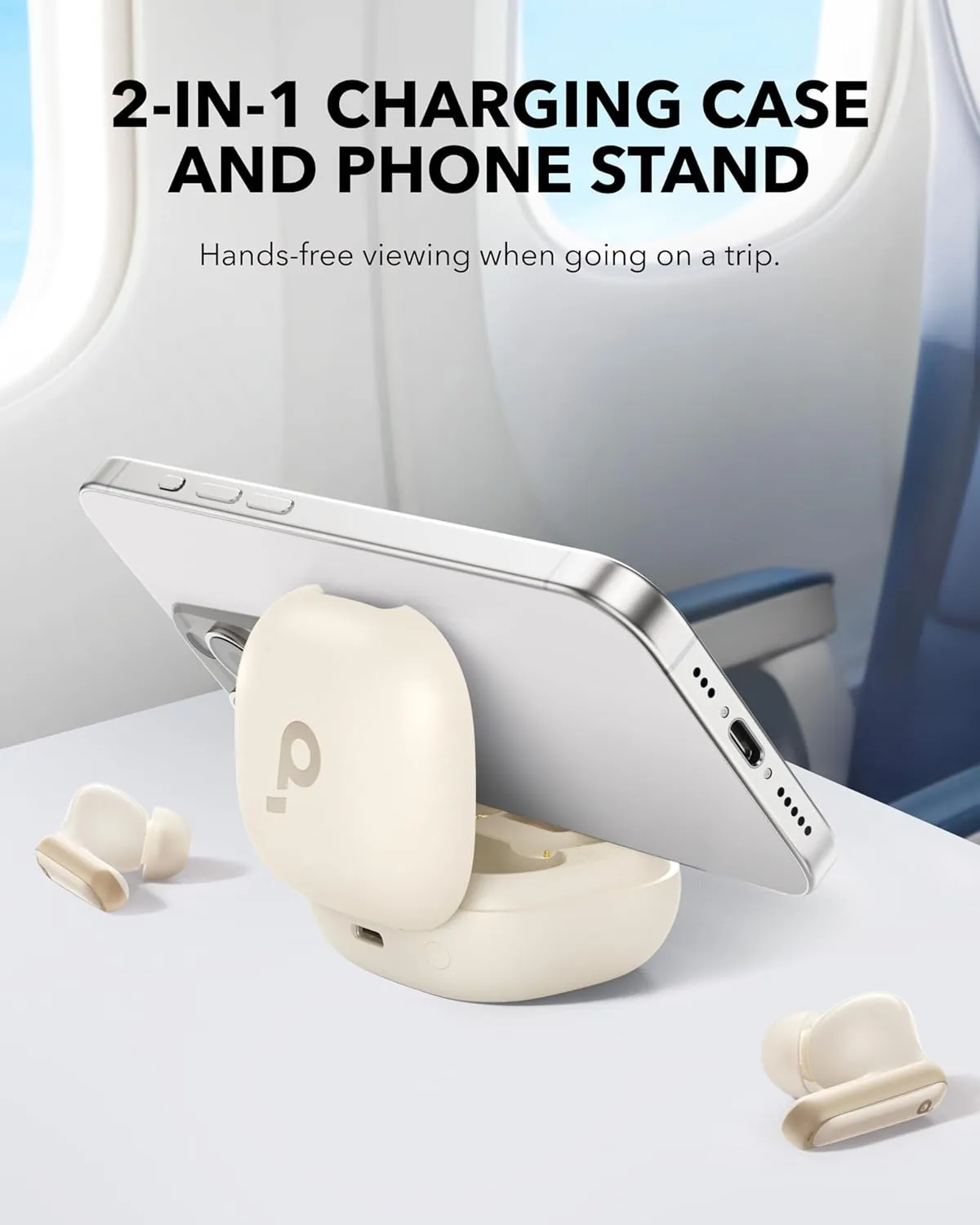 Soundcore P40i by Anker, Noise Cancelling Wireless Earbuds, Adaptive Noise Cancelling to Environments, Heavy Bass, 60H Playtime, 2-in-1 Case and Phone Stand, IPX5, Wireless Charging, Bluetooth 5.3