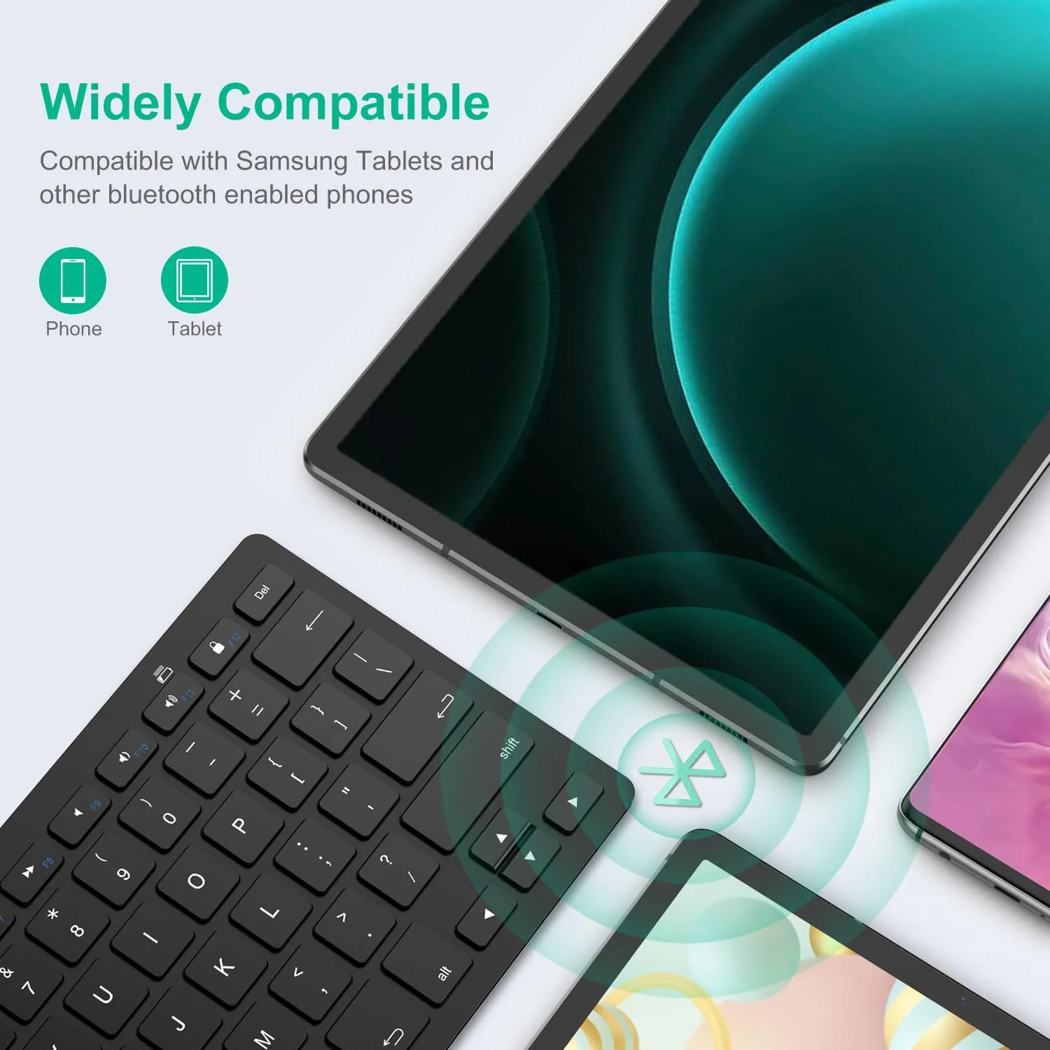 SPARIN Bluetooth Keyboard for Samsung Galaxy Tab A9 Plus/S10 /S9 FE/S9 /S6 Lite/S9.., Wireless Keyboard for Android, Windows,Samsung Tablet, PC, Phone-Ergonomic, Lightweight, Ultra-Slim