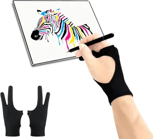 SPBMY Drawing Glove 2 Pack,Two-Finger Artist Glove for Drawing Tablet, Paper Sketching, iPad. Digital Art Glove, Drawing Glove Right Hand and Left Hand, Black