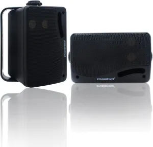 STUDIOFINIX Passive Outdoor Speakers Wired Waterproof -3.5 Inch 3 Way 200W Surface Marine & Wall Mount Speakers, Ideal for Home, Boat, Poolside, Patio, Indoor Outdoor UseBlack
