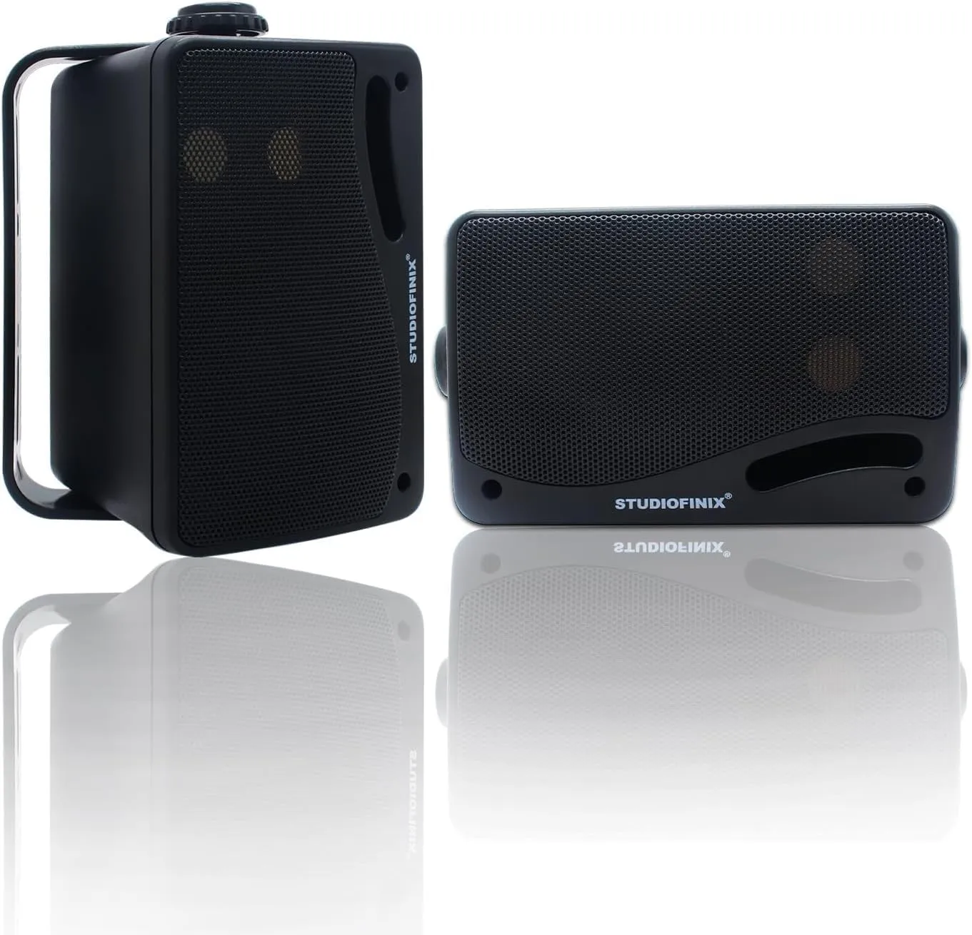 STUDIOFINIX Passive Outdoor Speakers Wired Waterproof -3.5 Inch 3 Way 200W Surface Marine & Wall Mount Speakers, Ideal for Home, Boat, Poolside, Patio, Indoor Outdoor UseBlack