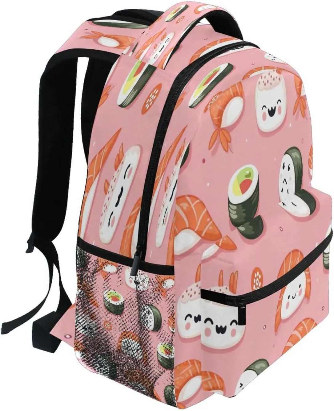 Sushi Kawaii Pattern Backpack, Water Resistant Laptop Backpack Travel Casual Daypack#773