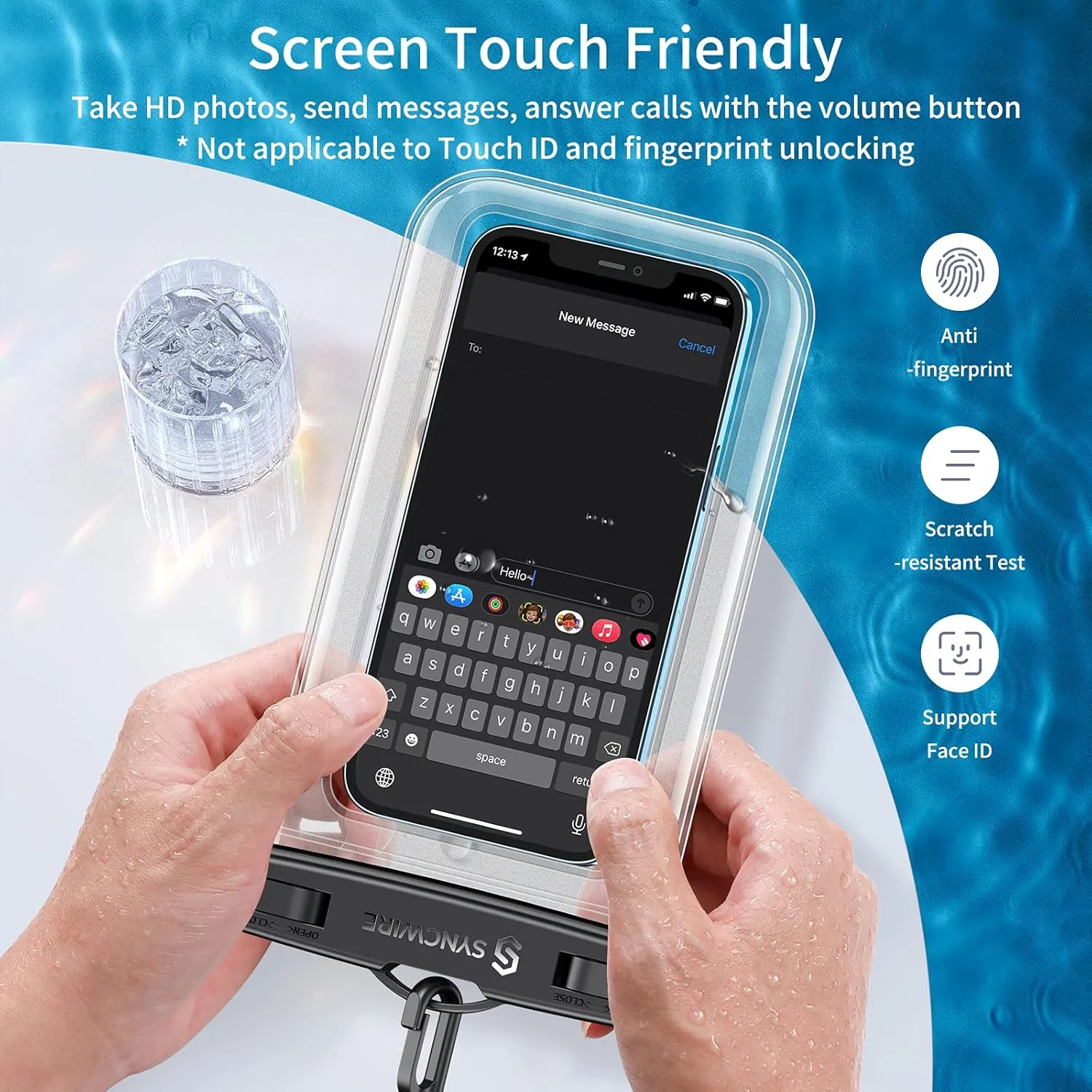 SYNCWIRE Waterproof Smartphone Pouch [Pack of 2], IPX8 Touch Sensitive Waterproof Bag for Phone iPhone 13 Pro Max, 12, 11 Pro, XS Max, XR, XS, X,7 8, Samsung S21/S20/S10, Huawei P30 Pro - 7 Inch